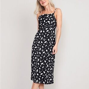 Old Navy Spotted Cowl-Neck Printed Satin Midi Slip Dress